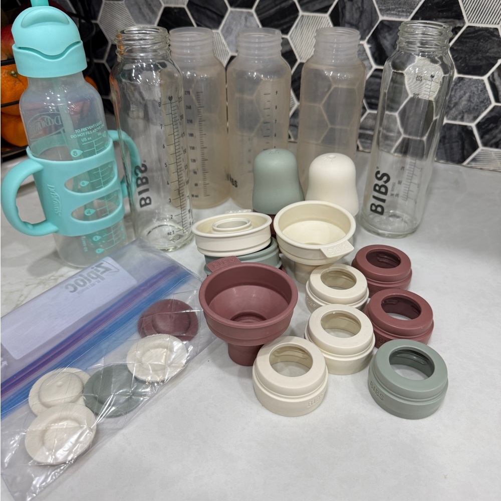 Bibs bottle set, glass and plastic